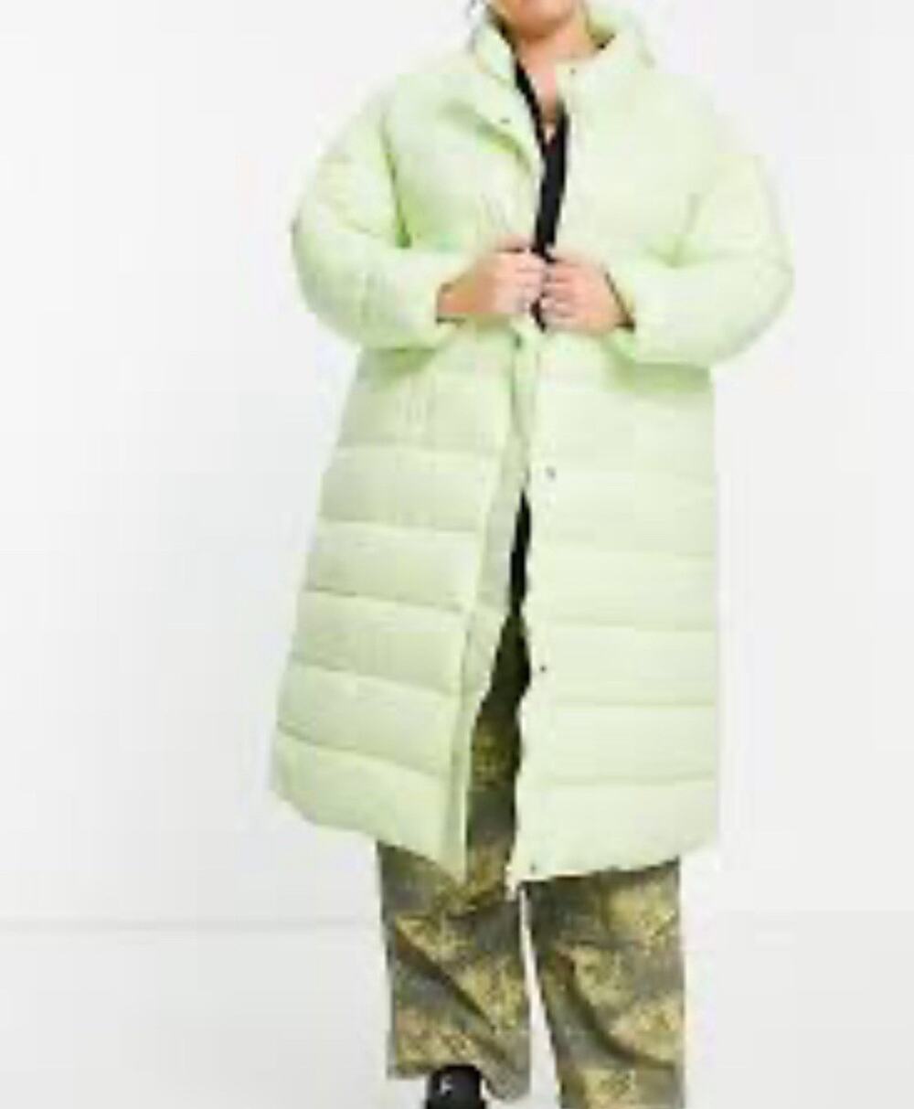 NATIVE YOUTH Oversized Lime-Yellow Quilted Puffer Jacket Size XL